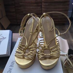Shoe Dazzle Gold Strappy Heels
